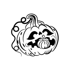 Drawing coloring book Halloween scary pumpkin