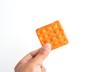 hand-held crackers with beef floss flavor. Isolated on white background. Perfect for any design element, product packaging, promotion, or commercial