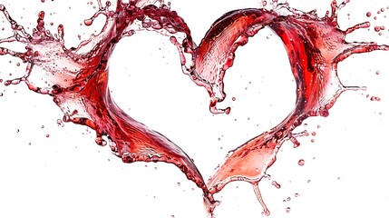 Red Liquid Splash Forming a Heart