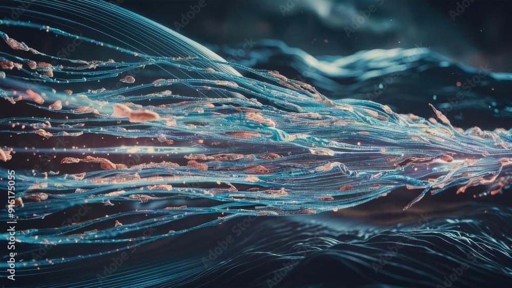 Poster 3d illustration of particle data flow computergenerated render