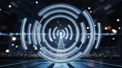 Digital Radio Wave Circular Background  4K Illustration of Radio Station Signal