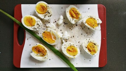 boiled eggs with onions