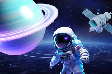 3D floating astronaut in space remix