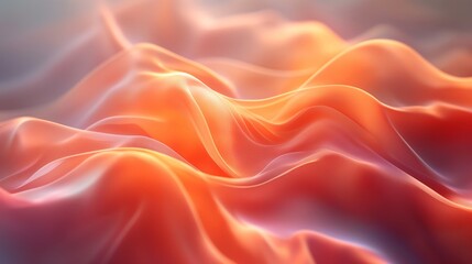 Obraz premium Abstract Soft Flowing Waves, Warm Orange and Pink Palette, Smooth Composition, Suitable for Tranquil and Relaxation Themes, Ideal for Spa and Wellness Content