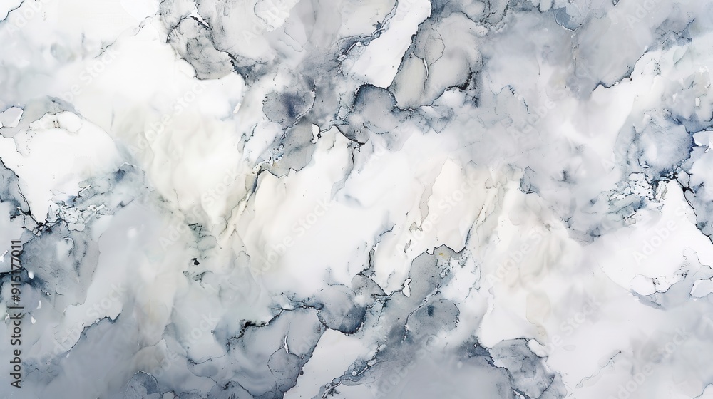 Poster An abstract background image of swirling white and gray ink on a white canvas. The ink appears to be blending and flowing, creating a natural, marbled effect.