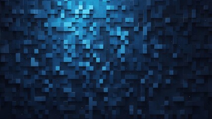 Deep Blue Abstract Pixel Mosaic Wallpaper with Subtle 3D Effect