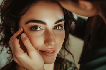 Young Woman Having Makeup Applied by Artist in Cozy Room During Daylight