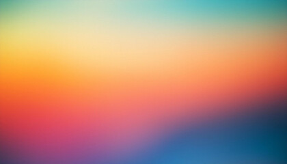 Vibrant Gradient Blur. Soft Blend of Teal, Yellow, and Red Hues Fading into a Tranquil, Dreamlike Abstract Background. Textured Banner With Copy Space