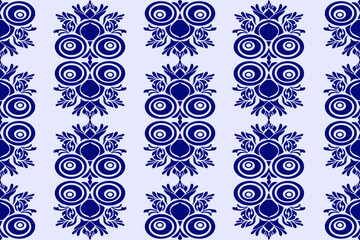 Seamless decorative blue wallpaper pattern.Seamless floral ornament on background.
