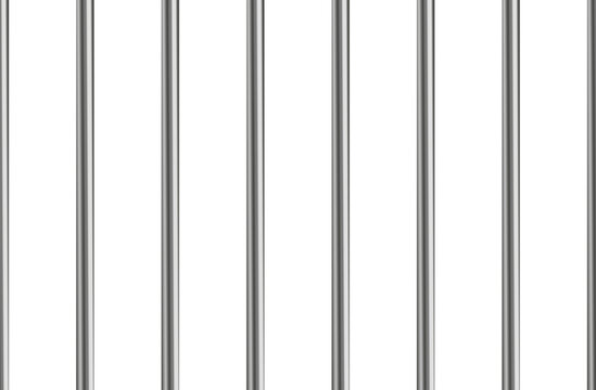 Illustration of realistic prison metal cell bars seamless pattern on transparent background