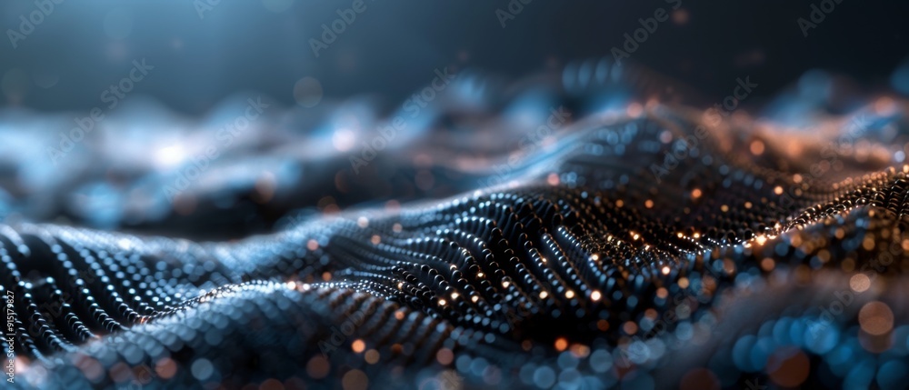 Aufkleber elegant tech illustration of big data with particles moving from random swarms.