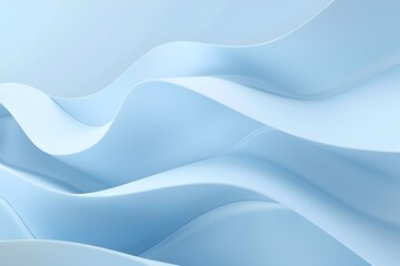 Abstract blue background with three-dimensional geometric shapes in light sky-blue and white, forming an elegant pattern for presentation or social media covers. The design features smooth curves, hig