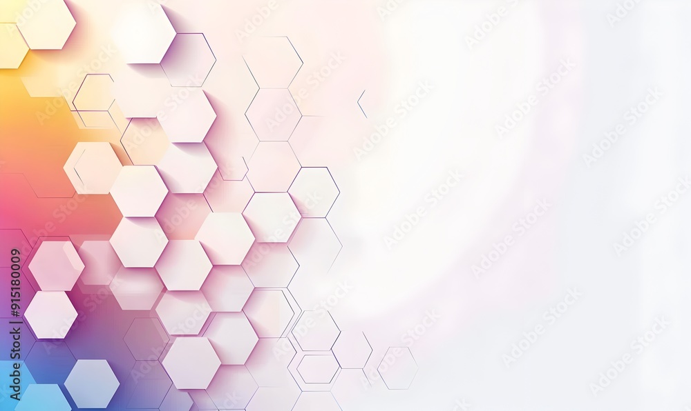 Poster abstract white background with hexagon shape and gradient color for technology concept vector presen