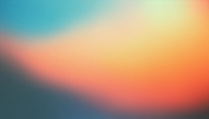 Obraz premium Vibrant Gradient Blur. Soft Blend of Teal, Yellow, and Red Hues Fading into a Tranquil, Dreamlike Abstract Background. Textured Banner With Copy Space