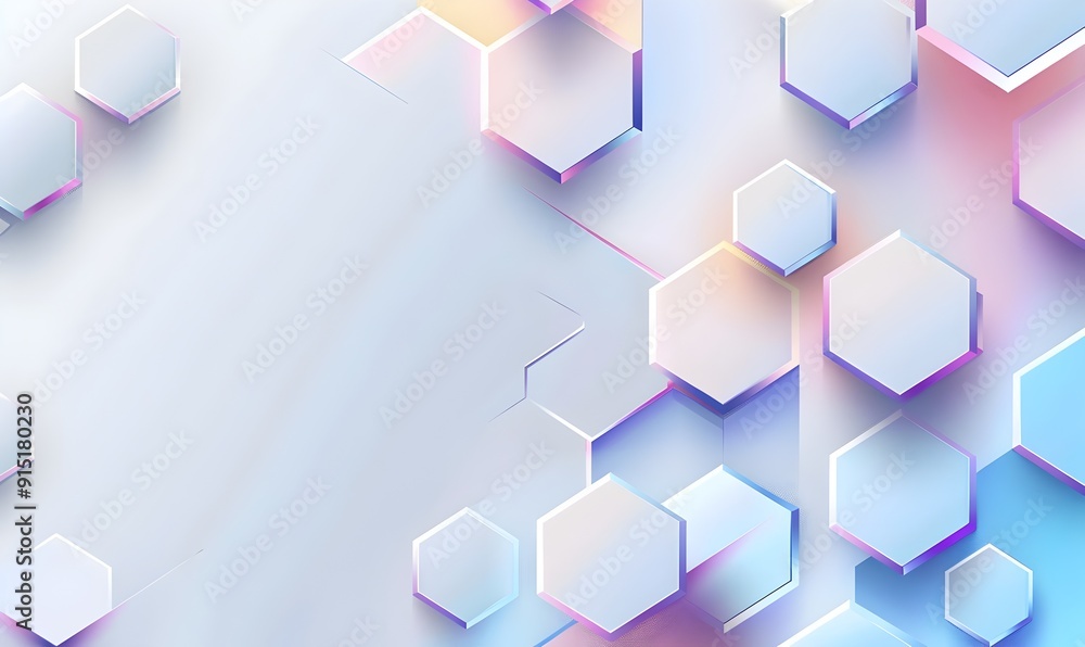 Poster abstract white background with hexagon shape and gradient color for technology concept vector presen