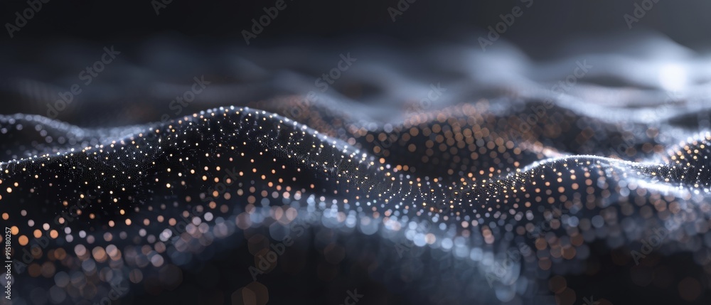 Poster elegant tech illustration of big data with structured grids of particles forming