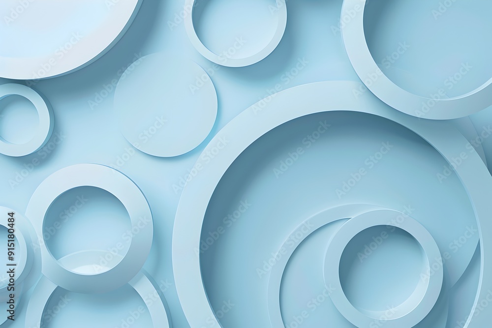 Aufkleber light blue background, 3d style, minimalist design with geometric shapes and simple lines forming a 