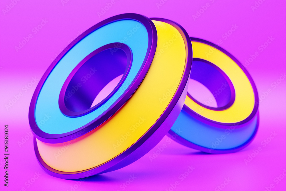 Poster abstract dynamic shape with ilghting smooth edges, sides. 3d illustration and rendering. elegant lin