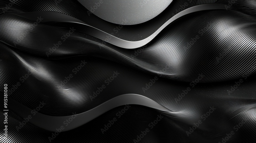 Poster black waves and curves create a dynamic interplay of texture, light, and shadow in a modern artistic