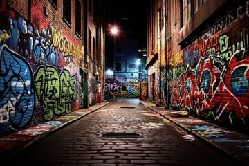 Naklejka premium Graffiti street alley urban.