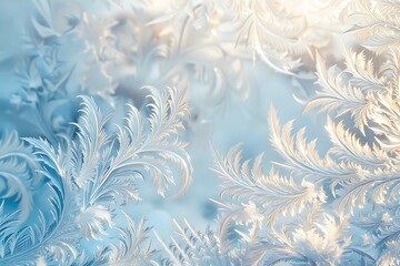 Whirling patterns of frost in abstract form, with delicate designs in icy blue and white, capturing the cold, intricate beauty of winter.