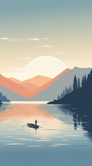 Retro film of lake landscape outdoors vehicle.