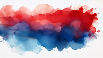 Obraz premium Vibrant Abstract Watercolor Art. Blurred Red and Blue Brushstrokes. Gradient Effect with Subtle White Highlights on a Textured Canvas. Patriotic Themed Background Banner For Political Topics USA Flag 
