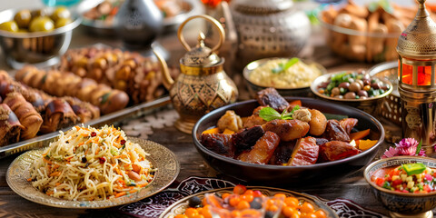 Obraz premium Traditional Ramadan table feast