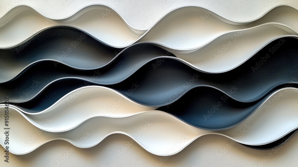 Poster a striking wall decoration features wavy patterns in black and white, adding a modern touch to the s