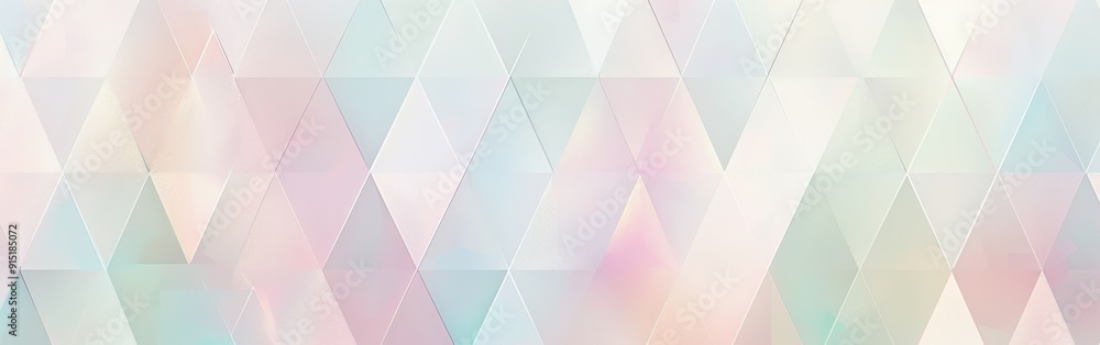 Poster A background image featuring a repeating pattern of pale pink, white, and light blue triangles that create a soft, abstract geometric design. The image is blurred and textured, adding depth and dimens