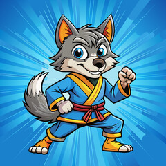 wolf fight karate logo combat sport judo sambo