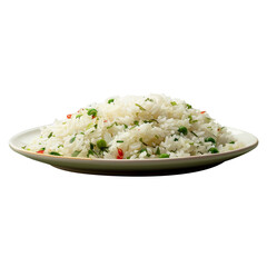 Fried rice in plate on transparent background