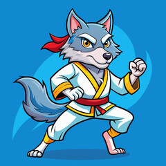 wolf fight karate logo combat sport judo sambo