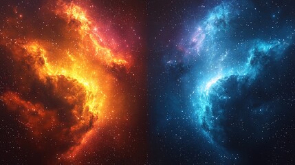 Fototapeta premium Bright and colorful nebula cloud in a star-filled galaxy, perfect for a high-resolution cosmic wallpaper