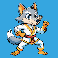 wolf fight karate logo combat sport judo sambo