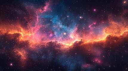 Fototapeta premium Bright and colorful nebula cloud in a star-filled galaxy, perfect for a high-resolution cosmic wallpaper