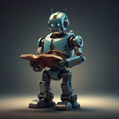 Fototapeta premium Futuristic Robot Reading a Book