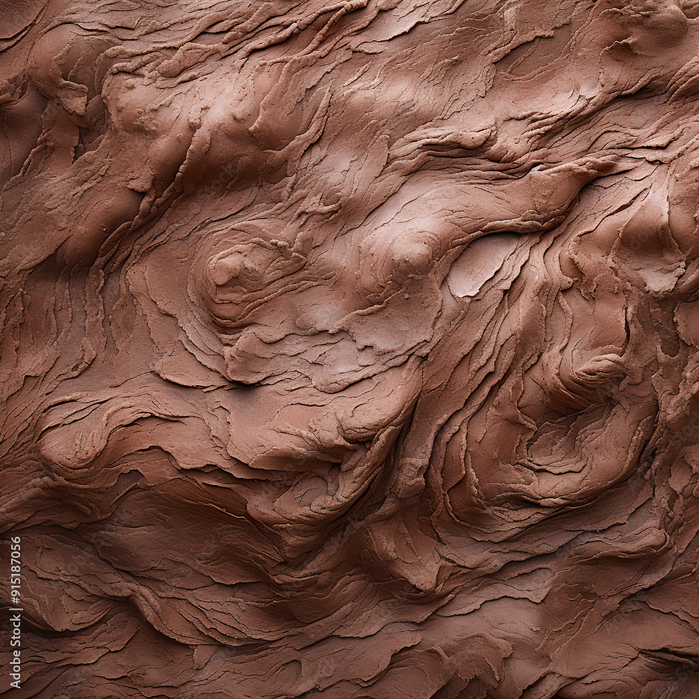 Poster abstract texture of brown clay with swirling patterns.