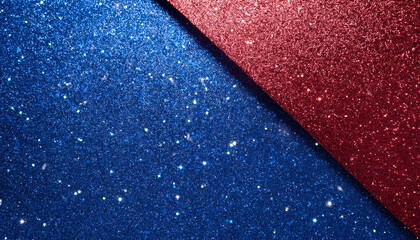Fototapeta premium Vibrant Red and Blue Glittered Surfaces with Sparkling Lights. Festive Sparkly Background for Celebrations Holidays and Creative Projects. Patriotic Themed For Political Topics USA Flag Colors