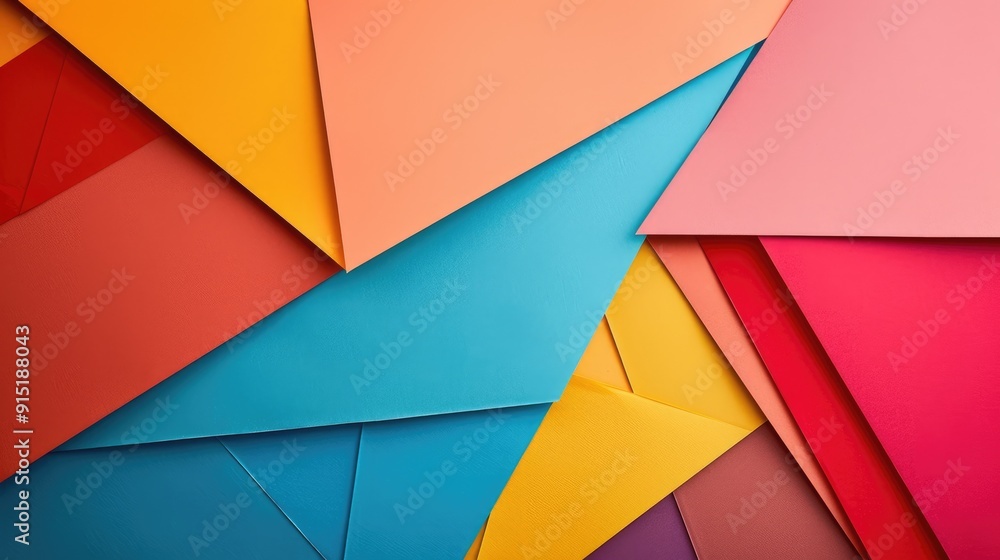 Poster Colorful Geometric Paper Background with Space for Text