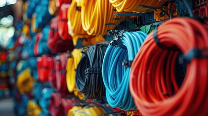 Fototapeta premium Colorful Coiled Cables in a Shop Display.