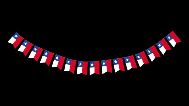 Fiestas Patrias Chile Pennants banderines chilean flag waving at center