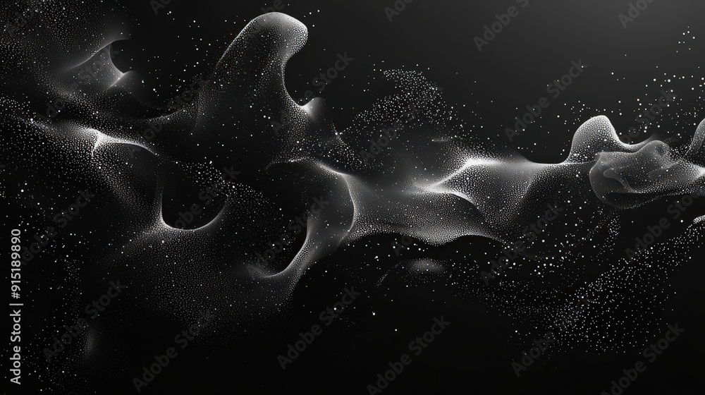 Poster Wispy formations of smoke and mist create a mesmerizing display against a dark background, emphasizing movement and fluidity in an artistic composition