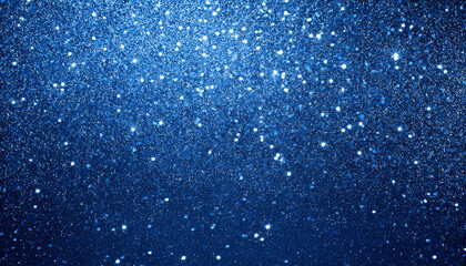 Naklejka premium Close-Up of Sparkling Blue Glitter Texture. Abstract Background with Bright Shimmering Particles for Festive Designs, Celebrations, and Elegant Visual Themes in Deep Blue Hues