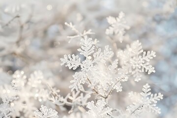 Naklejka premium Whirling patterns of snowflakes in abstract form, in shades of white and silver, creating a dynamic, yet delicate scene, capturing the cold, serene beauty of winter.