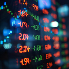 Fototapeta premium Dynamic Stock Market Trends Displayed on a Computer Screen Showcasing Volatile Upward and Downward Movements of Financial Graphs, Perfect for Analyzing Real-Time Trading Data and Investment Strategies