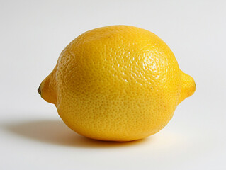 Fresh lemon on a plain background highlighting its vibrant yellow color and textured skin