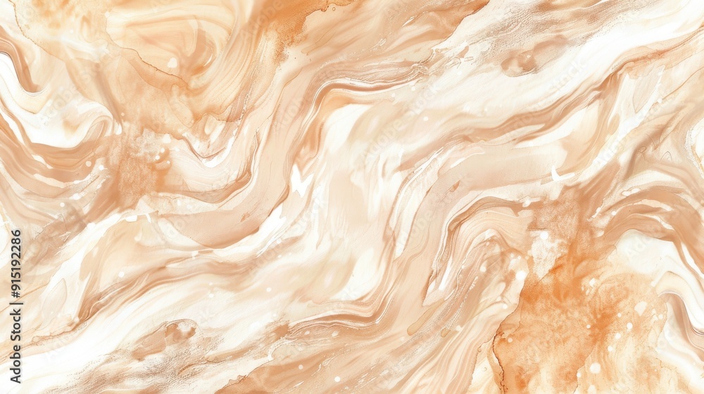 Poster An abstract image of swirling brown and white marble. The image has a smooth, flowing texture with a light and airy feel. It would be perfect for use as a background, pattern, or design element.