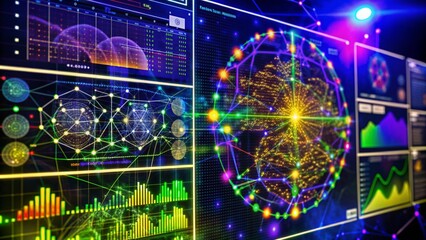 Obraz premium Colorful data visualization on computer screen.