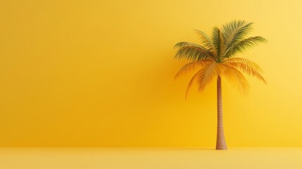 Fototapeta premium Tropical Vibes - Minimalistic 3D Render of Palm Tree Silhouette on Bright Background for Summer Promotions and Travel Themes